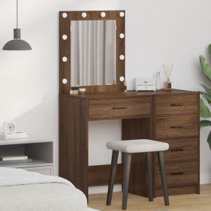 vidaXL Kaptafel met LED-verlichting - Bruin Eiken 50x41x135 cm