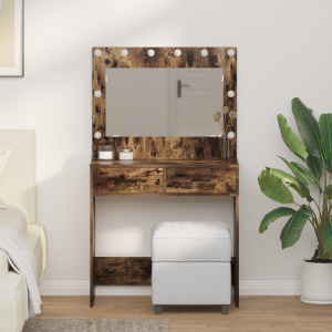 vidaXL Kaptafel met LED-verlichting - Gerookt Eiken 78,5 x 41 x 135 cm