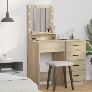 vidaXL Kaptafel met LED-verlichting in Sonoma Eiken, 50x41x135 cm