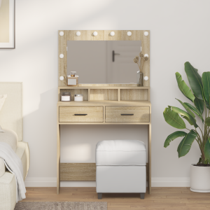 vidaXL Kaptafel met LED-verlichting in Sonoma Eiken - 79 x 41 x 135 cm