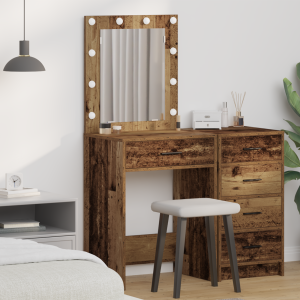 vidaXL Kaptafel met LED-verlichting - Oud Hout 50x41x135 cm