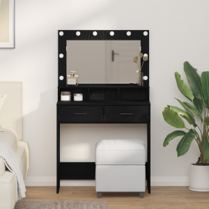 vidaXL Kaptafel met LED-verlichting - Zwart Eiken 79x41x135 cm