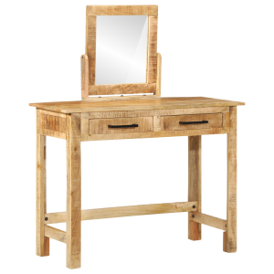vidaXL Kaptafel met Spiegel van Massief Ruw Mango Hout
