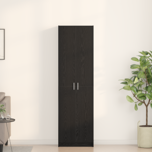 vidaXL Kast Zwart Eiken 55x25x189 cm Kunststof Hout