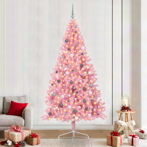 vidaXL Kerstboom met decoratieve touwlichten Roze 240 cm PVC