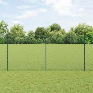 vidaXL Kettinglinkomheining met 10 U-palen Groen 1,4x10 m Staal