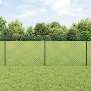 vidaXL Kettinglinkomheining met 22 U-palen Groen 0.8x25 m Staal
