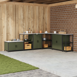 vidaXL Keukenopslag Kast met plank met opslag met de deur met slot Olijfgroen 60 x 50 x 92 cm Staal