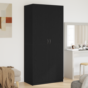 vidaXL Kledingkast 90x52x200 cm bewerkt hout zwart eikenkleurig