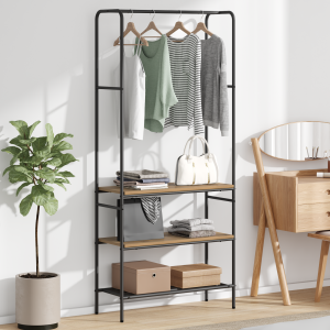 vidaXL Kledingrek met planken artisanaal eikenkleurig 77 x 30 x 171 cm