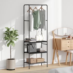 vidaXL Kledingrek met planken met plank Zwart eiken 60 x 30 x 171 cm