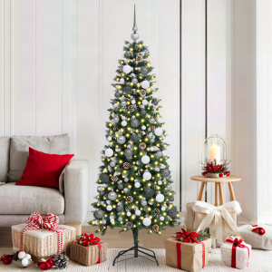 vidaXL Kunstkerstboom met decoratieve touwlichten Groen 180 cm PVC