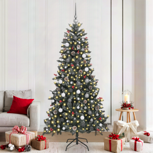 vidaXL Kunstkerstboom met decoratieve touwlichten Groen 210 cm PVC