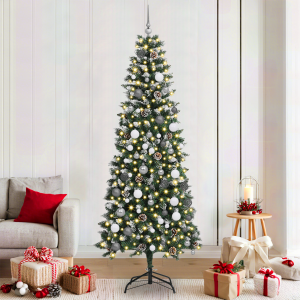 vidaXL Kunstkerstboom met decoratieve touwlichten Groen 210 cm PVC