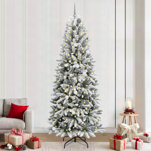 vidaXL Kunstkerstboom met decoratieve touwlichten Wit 240 cm PVC