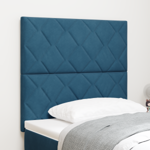 vidaXL LED Hoofdbord Diamantvorm Design Donkerblauw 90 cm Velours