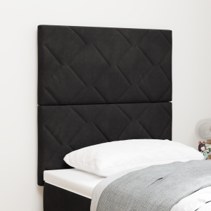 vidaXL LED Hoofdbord Diamond Blocks Zwart 80 cm van Fluweel