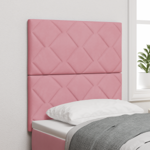 vidaXL LED Hoofdbord in Diamant Blokken Design Roze 80 cm van Fluweel