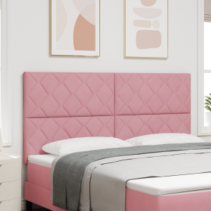 vidaXL LED Hoofdbord met Diamant Blokken Ontwerp Roze 180 cm van Fluweel