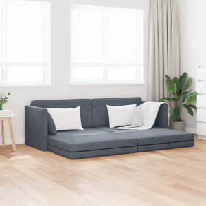 vidaXL ligbed 2-in-1 donkergrijs 213x144x60 cm fluweel