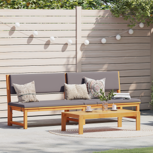 vidaXL Ligbed 3-in-1 Functie met Lichtgrijze Kussens van Massief Acaciahout