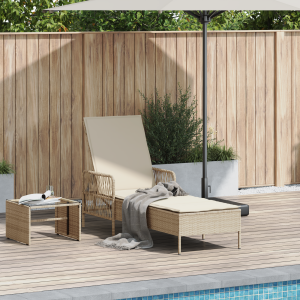 vidaXL Ligstoel Beige en Crème Wit 200 x 55 x 92 cm poly rattan