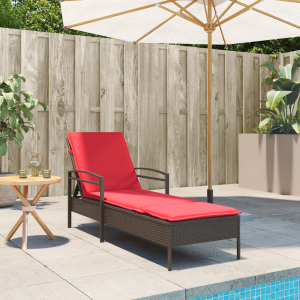 vidaXL | Ligstoel | met kussen Bruin 63 x 200 x 81 cm poly rattan