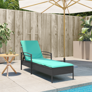 vidaXL Ligbed met kussen zwart 63x200x81 cm poly rattan (alleen VS)