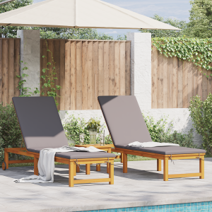 vidaXL Ligstoel 2 pcs Bruin 202 x 53 x 89 cm Massief Acaciahout