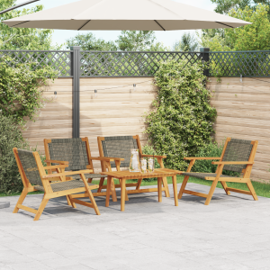 vidaXL Ligbedden met Tafelset - 5 stuks in Grijs Acaciahout