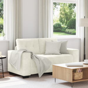 vidaXL Loveseat 120 cm fluweel crèmekleurig