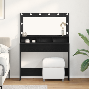 vidaXL Make-up Tafel met LED Lichten - Zwart Eiken, 100x41x135 cm