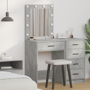 vidaXL Make-up Tafel met LED Verlichting - Beton Grijs, 50x41x135 cm
