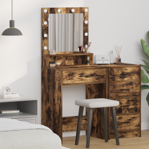 vidaXL Make-uptafel met LED Verlichting - Rookeiken, 50x41x135 cm