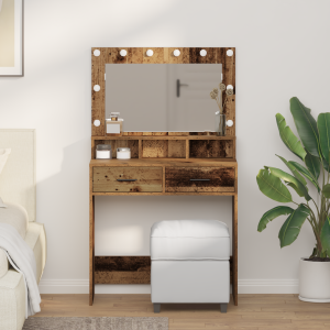 vidaXL Make-uptafel met LED-verlichting - Rustiek Hout - 79x41x135 cm