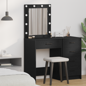 vidaXL Make-uptafel met LED-verlichting - Zwart Eiken 50x41x135 cm