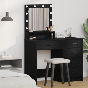 vidaXL Plafondtafel met lade Zwart Eiken 50 x 41 x 135 cm Bewerkt hout