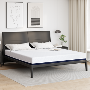 vidaXL Matrassen Wit, Blauw 200 x 200 cm 100% polyester jacquard stof