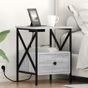 vidaXL Nachtkastje 2 pcs Grijs sonoma 41,5 x 40,5 x 55 cm Bewerkt hout