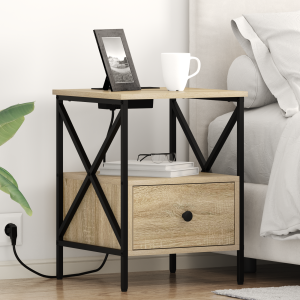 vidaXL Nachtkastje 2 pcs Sonoma Eiken 41,5 x 40,5 x 55 cm Bewerkt hout