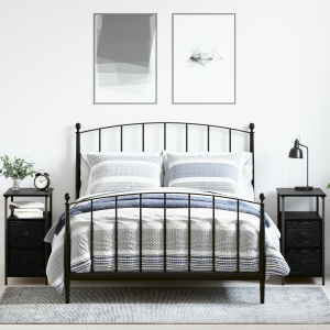 vidaXL Nachtkastje met lade 2 pcs Zwart eiken 30 x 60 x 60 cm
