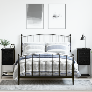 vidaXL Nachtkastje met lade 2 pcs Zwart eiken 32 x 42 x 70 cm