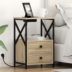 vidaXL Nachtkastje 2 pcs Sonoma Eiken 40 x 31 x 60 cm Bewerkt hout