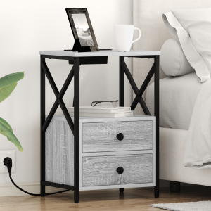 vidaXL Nachtkastje met lade Grijs Sonoma 40 x 31 x 60 cm Bewerkt hout