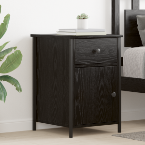 vidaXL Nachtkastje met lade Zwart Eiken 40 x 42 x 60 cm Bewerkt hout