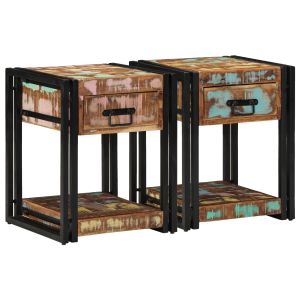vidaXL Nachtkastjes 2 st 40x40x50 cm massief gerecycled hout