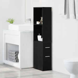 vidaXL Nauwe badkamer kast Zwart eiken 22 x 41 x 135 cm Spaanplaat