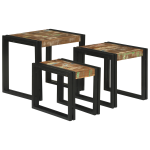 vidaXL Nesttafels 3 pcs Meerkleurig Massief gerecycled hout