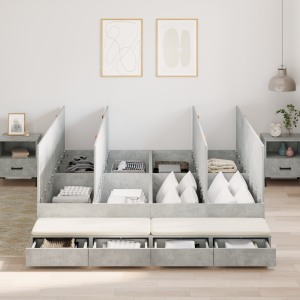 vidaXL Opbergbedframe Betonnen Grijs 200x200 cm