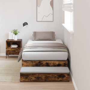 vidaXL Opbergbedframe Gerookt Eiken 90x200 cm